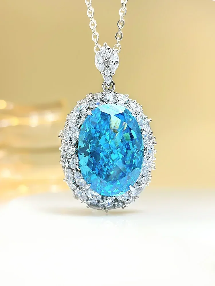 100% 925 Sterling Silver Pendant Colorful Diamond Necklace Blue Inlaid High Carbon Diamond Wedding Jewelry Wholesale
100% 925 Sterling Silver Pendant Colorful Diamond Necklace Blue Inlaid High Carbon Diamond Wedding Jewelry Wholesale