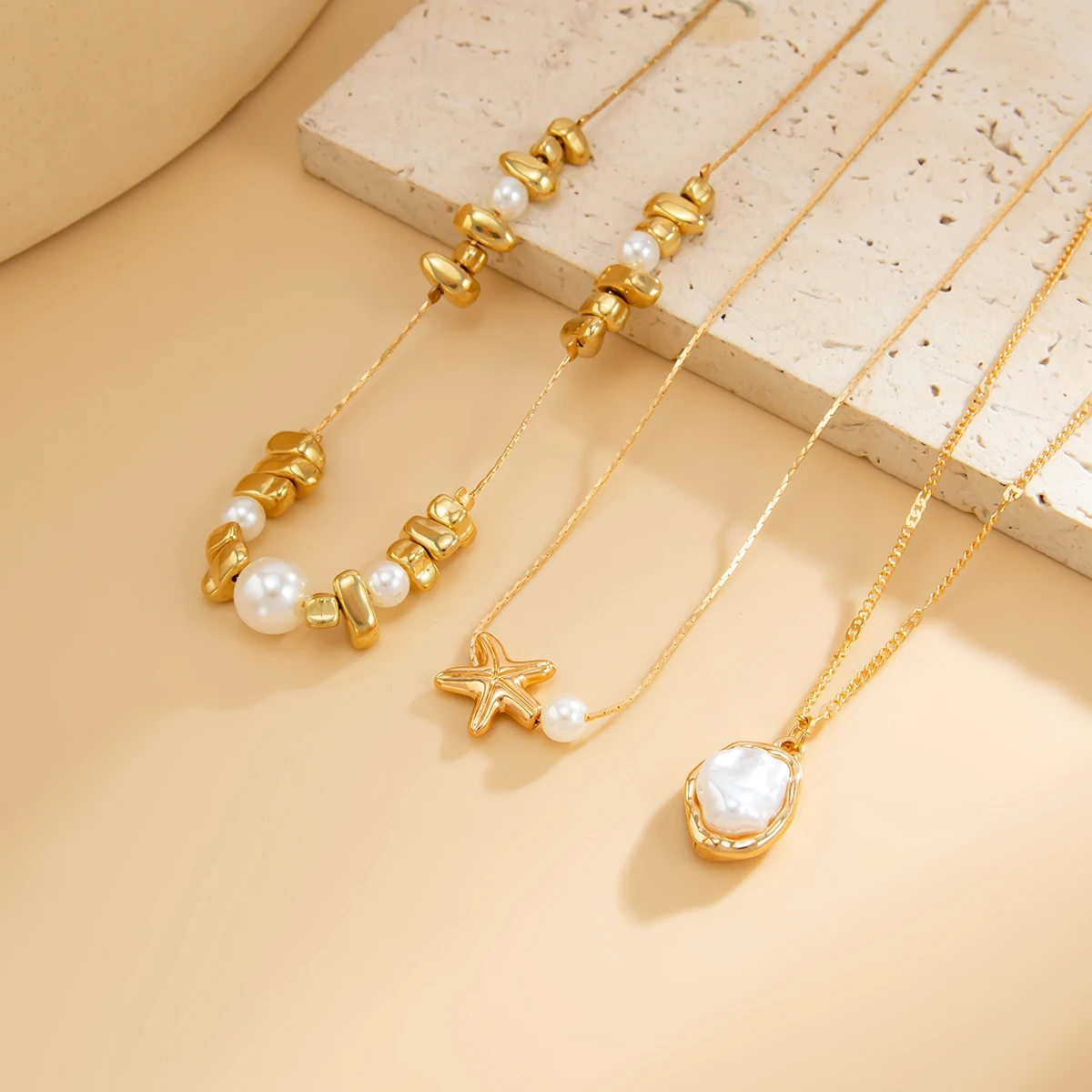 SHIXIN 3 Pcs Simple Starfish Imitation Pearl Pendant Necklace for Women Elegant Irregular Beaded Collarbone Chain Choker Jewelry
SHIXIN 3 Pcs Simple Starfish Imitation Pearl Pendant Necklace for Women Elegant Irregular Beaded Collarbone Chain Choker Jewelry