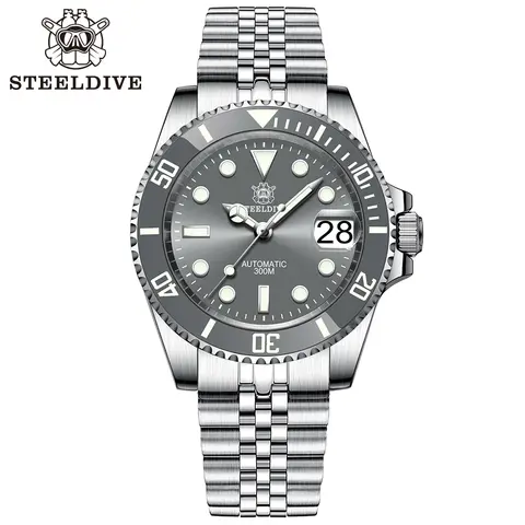 STEELDIVE SD1953 Water Ghost Lunetta in ceramica Specchio zaffiro Svizzero luminoso NH35 Movimento Dive 30Bar Orologio meccanico impermeabile