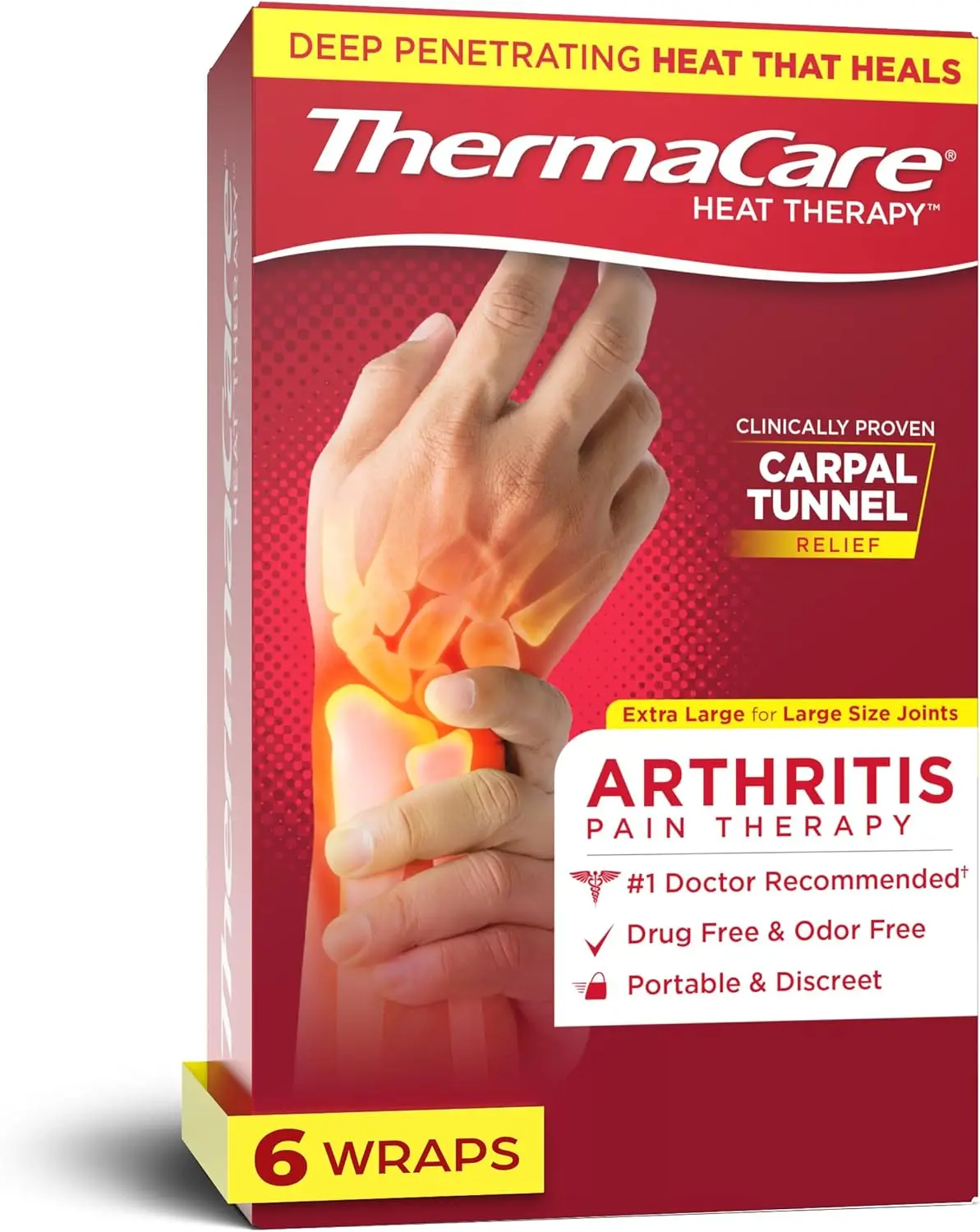 Joint Pain Relief Heat Wraps for Hands, Wrists, Knees - 8-Hour Drug-Free Heat Therapy - Flexible, Contoured Fit - 6 Count
Joint Pain Relief Heat Wraps for Hands, Wrists, Knees - 8-Hour Drug-Free Heat Therapy - Flexible, Contoured Fit - 6 Count