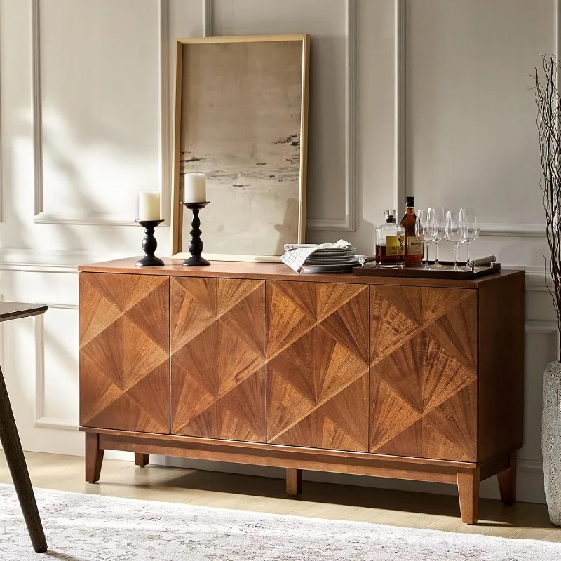 Mid Century Sideboard Buffet Cabinet with Solid Wood Legs, 60" Kitchen Storage Cabinet Credenza with 4 Doors and Adj
Mid Century Sideboard Buffet Cabinet with Solid Wood Legs, 60" Kitchen Storage Cabinet Credenza with 4 Doors and Adj