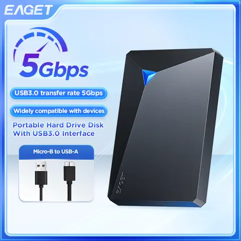 Eaget  2.5 inch Portable External Hard Drive 250GB 320GB 500GB 1TB 4TB 5TB HDD 5Gbps External Hard Disk for PC PS4 PS5 Laptop
