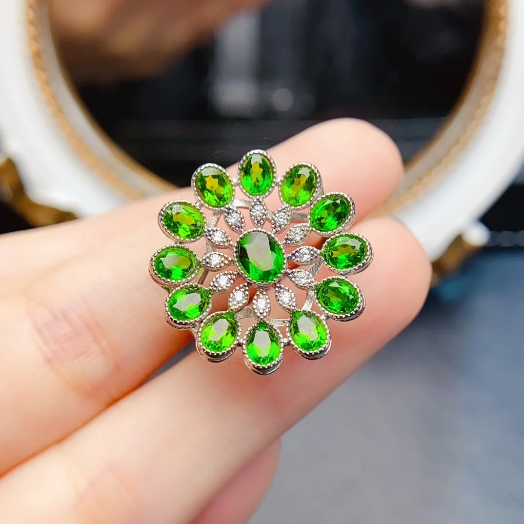 FS S925 Pure Silver 3*4mm Natural Diopside Flower Ring With Certificate Fine Charm Weddings Fashion Jewelry for Women MeiBaPJ
FS S925 Pure Silver 3*4mm Natural Diopside Flower Ring With Certificate Fine Charm Weddings Fashion Jewelry for Women MeiBaPJ
