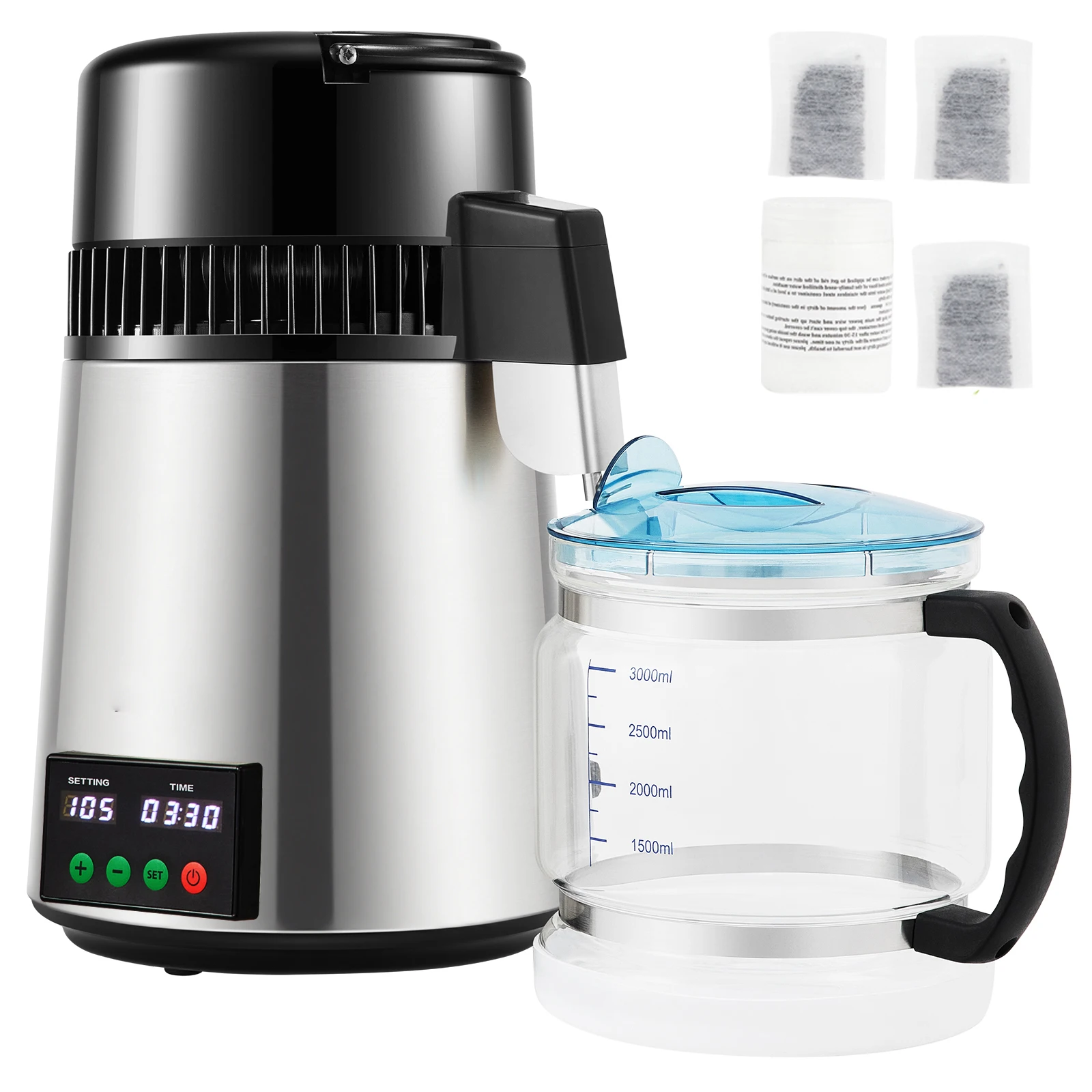 SucceBuy 4L Water Distiller Purifier Filter 1 L/H Distilling Speed Dispenser Drinking Bottle Softener Touch Screen Home Use
SucceBuy 4L Water Distiller Purifier Filter 1 L/H Distilling Speed Dispenser Drinking Bottle Softener Touch Screen Home Use