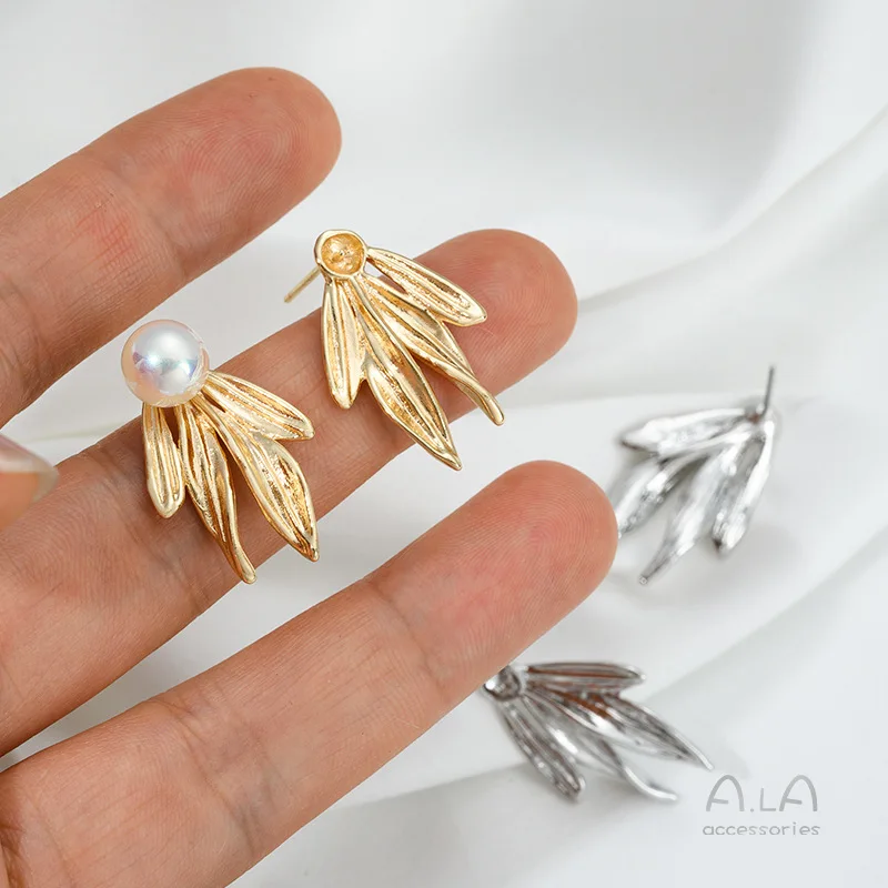 14K Gold Color Retro Bamboo Leaf Shape Half-Hole Bead Cap Leaf Stud Earrings DIY Pearl Pasted Earring Jewelry Accessories
14K Gold Color Retro Bamboo Leaf Shape Half-Hole Bead Cap Leaf Stud Earrings DIY Pearl Pasted Earring Jewelry Accessories
