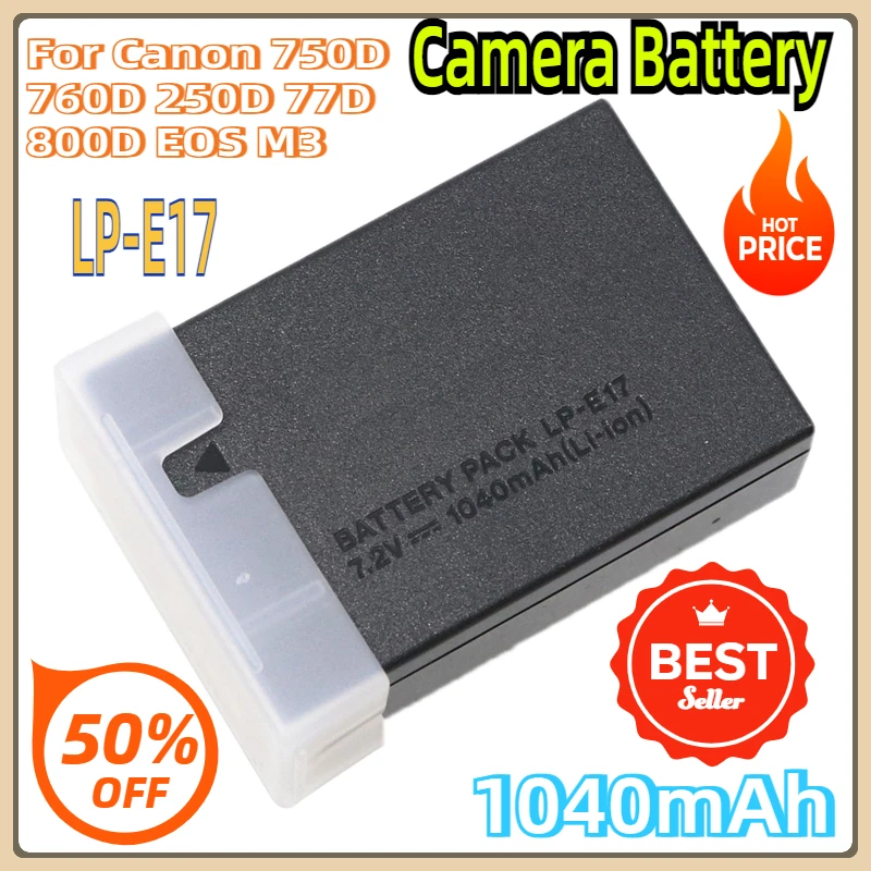 For Canon 750D 760D 250D 77D 800D EOS M3 T6s T6i T7i X8i 8000D R50 M6 M5 M3 SL2 LC-E17E Charger LP-E17 1040mAh Battery
For Canon 750D 760D 250D 77D 800D EOS M3 T6s T6i T7i X8i 8000D R50 M6 M5 M3 SL2 LC-E17E Charger LP-E17 1040mAh Battery