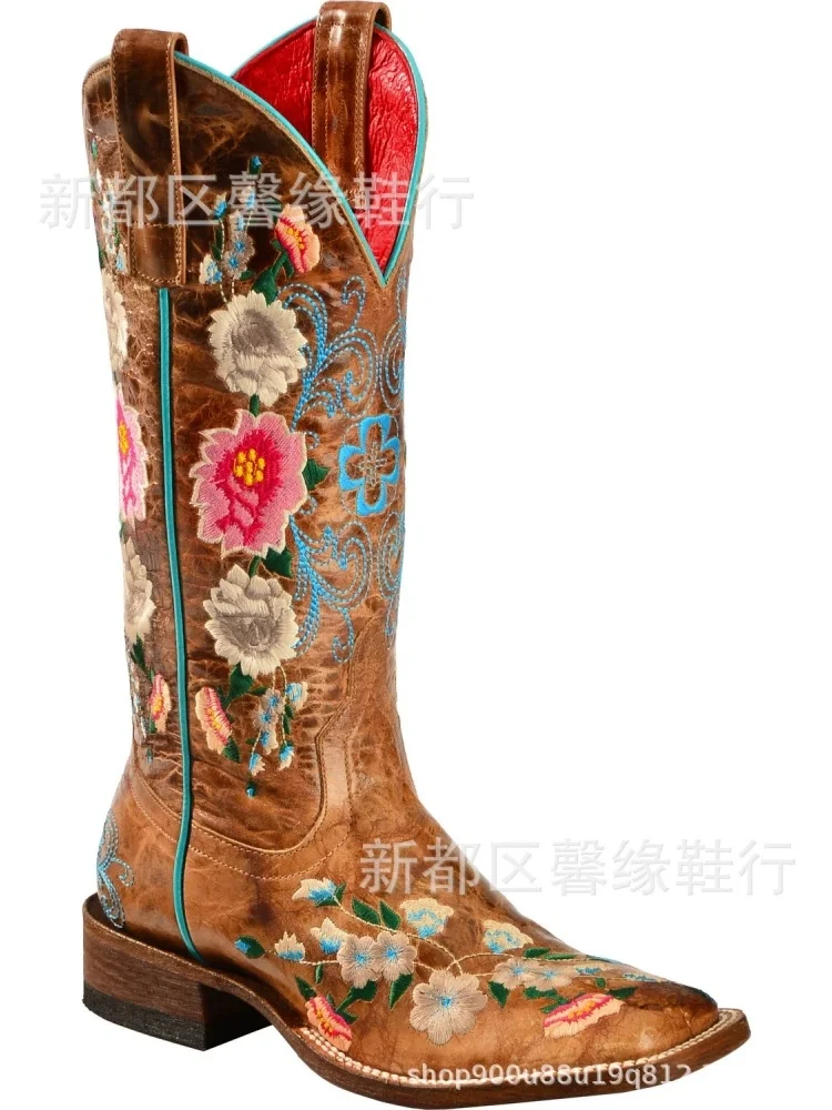 Western Cowboy Embroidered Long Boots for Women In Autumn and Winter Retro Brown Color Pink Flowers Embroidery Boot Shoes
Western Cowboy Embroidered Long Boots for Women In Autumn and Winter Retro Brown Color Pink Flowers Embroidery Boot Shoes
