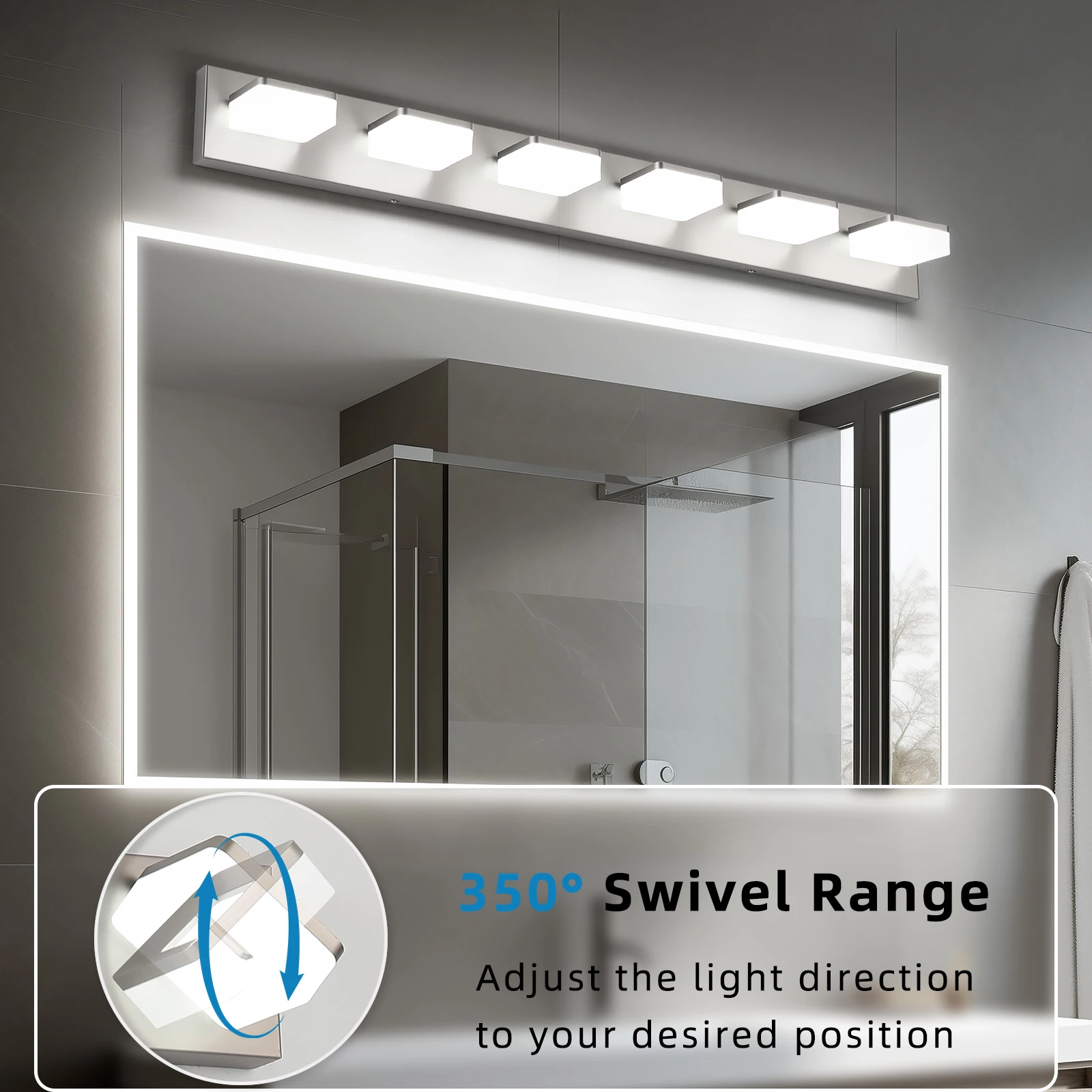 38.98 Inch 6-Light LED Dimming Bathroom Fixture-5500K 36W Hard-Wired For Locker Rooms
38.98 Inch 6-Light LED Dimming Bathroom Fixture-5500K 36W Hard-Wired For Locker Rooms