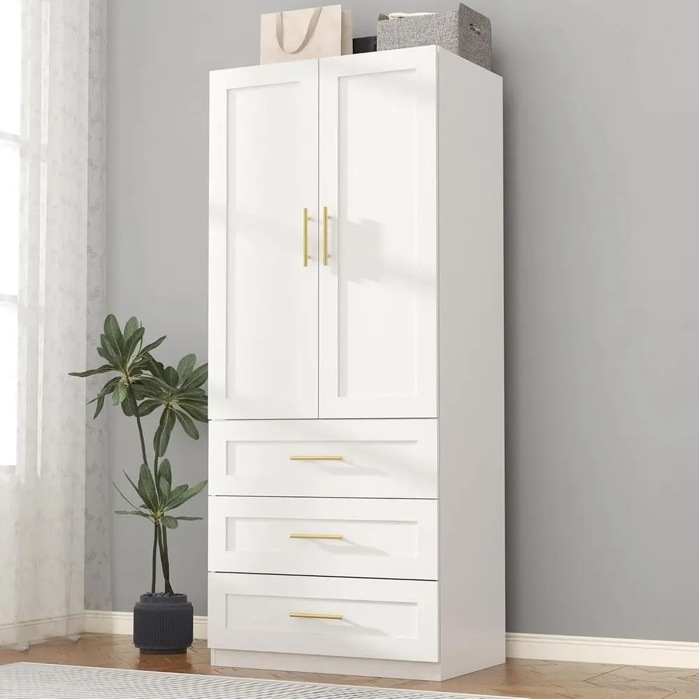 75 Large Wooden Wardrobe with 3 Drawers and 2 Doors for Hanging Clothes
75 Large Wooden Wardrobe with 3 Drawers and 2 Doors for Hanging Clothes