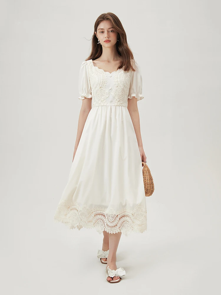 FSLE Baroque French Style Lace Design Summer Long Women Dress 2024 Summer New V-Neck Elegant Women's White Dress 24FS12474
FSLE Baroque French Style Lace Design Summer Long Women Dress 2024 Summer New V-Neck Elegant Women's White Dress 24FS12474