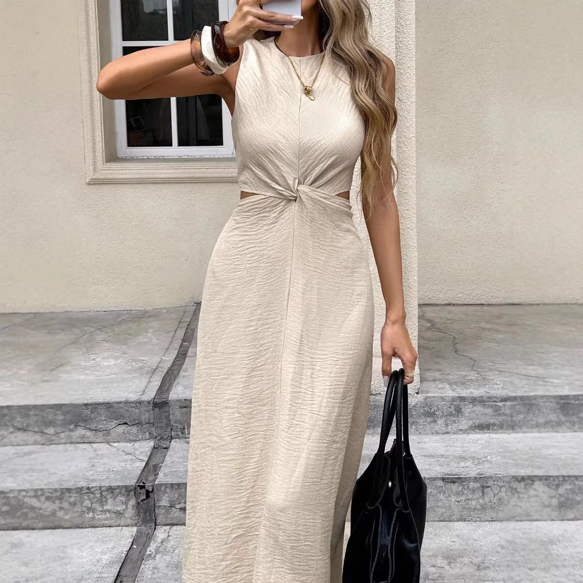 2026 Summer New Product Sexy Fashion Sleeveless Twist Round Neck Long Dress Slim Fit Pullover Dress Women
2026 Summer New Product Sexy Fashion Sleeveless Twist Round Neck Long Dress Slim Fit Pullover Dress Women