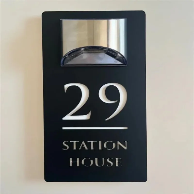 Custom Solar House Sign Led Modern Door Number Plaque Light 3D Laser Cutting Address Signs Personalized Street Name Door Plate
Custom Solar House Sign Led Modern Door Number Plaque Light 3D Laser Cutting Address Signs Personalized Street Name Door Plate