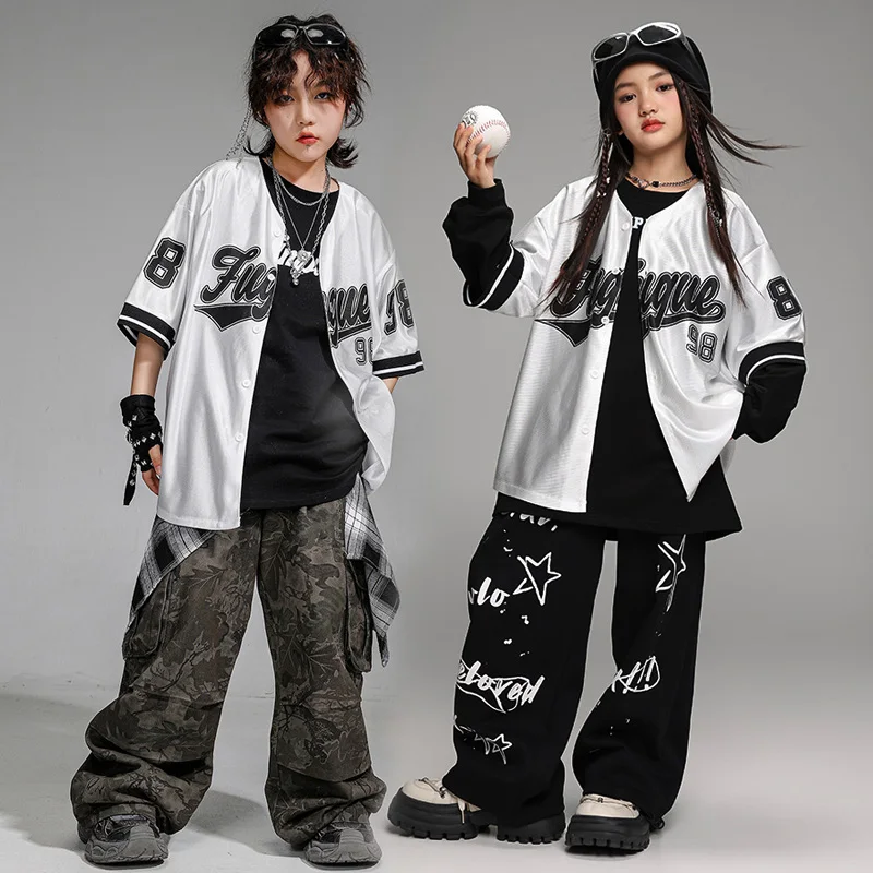 Children Girl Boy Streetwear Hiphop Loose Short Sleeve Baseball Shirt Pants Sets Kids Costumes Tracksuit Performance Clothing
Children Girl Boy Streetwear Hiphop Loose Short Sleeve Baseball Shirt Pants Sets Kids Costumes Tracksuit Performance Clothing