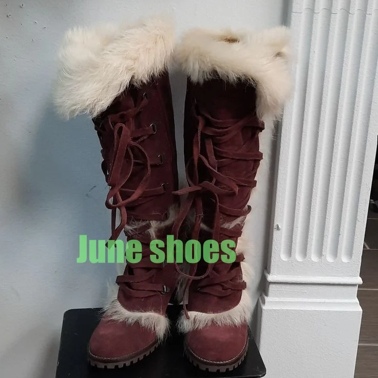 Lady Suede Fur Vintage Punk Knee Warm Boots Footwear Chunky Heel Lace-Up Fur Suede New Arrive Runway Fall Winter Dress Boots 46
Lady Suede Fur Vintage Punk Knee Warm Boots Footwear Chunky Heel Lace-Up Fur Suede New Arrive Runway Fall Winter Dress Boots 46