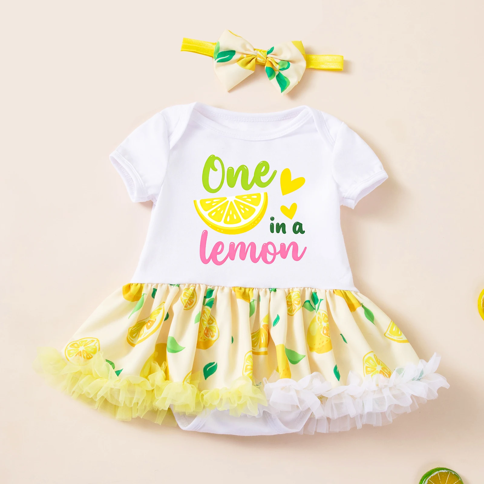 Lemon Baby Girl Tutu Dress Romper with Headband Short Sleeve Skirted Romper One Year Old Dress Litter Princess Summer Clothes
Lemon Baby Girl Tutu Dress Romper with Headband Short Sleeve Skirted Romper One Year Old Dress Litter Princess Summer Clothes