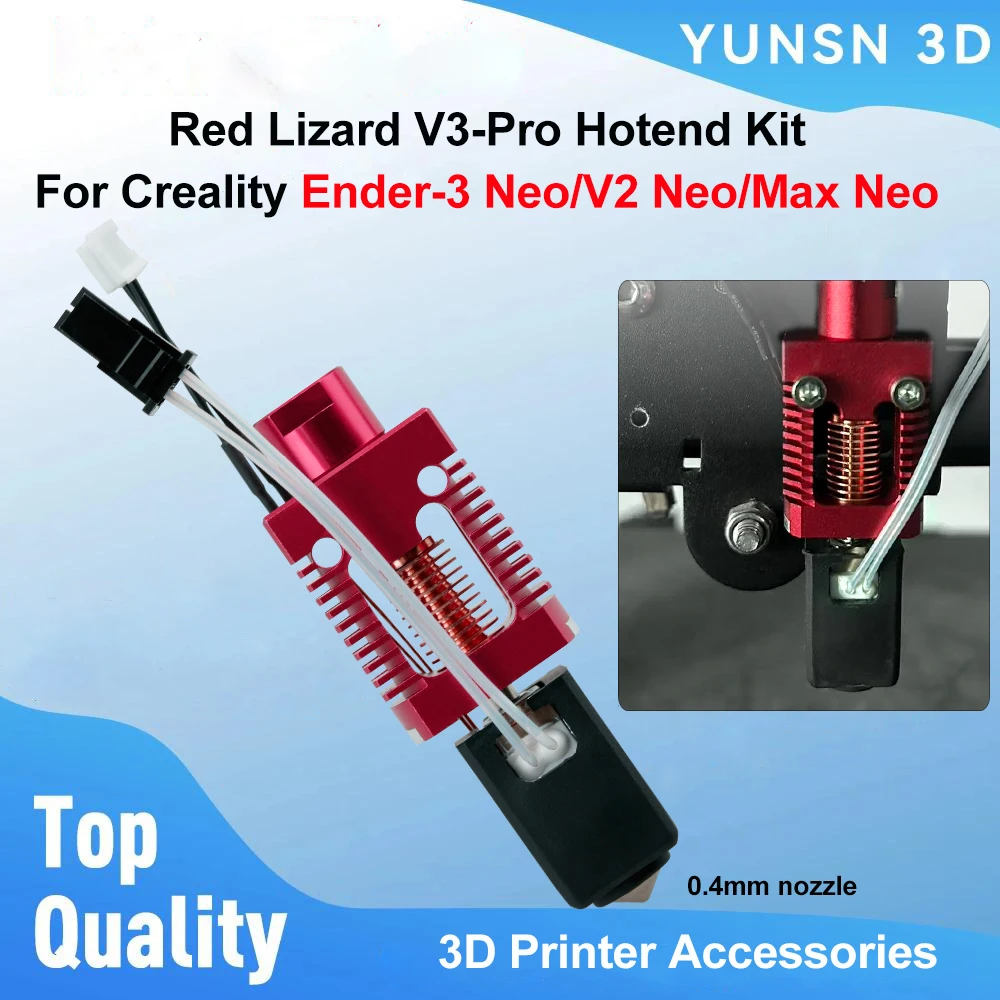 Hotend Kit For Creality Ender 3 Neo/ V2 Neo/ Max Neo Upgrade Red Lizard V3-Pro Hot End Kit 0.4mm Copper Plated Nozzle 3D Printer
Hotend Kit For Creality Ender 3 Neo/ V2 Neo/ Max Neo Upgrade Red Lizard V3-Pro Hot End Kit 0.4mm Copper Plated Nozzle 3D Printer