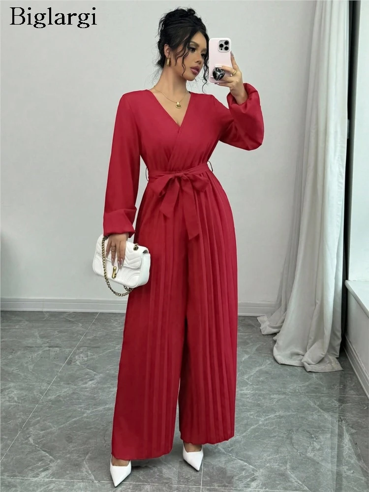 Autumn Wide Leg Jumpsuit Women High Waist Fashion Casual Korean Style Loose Ladies V-Neck Jumpsuits Pleated Woman Jumpsuit
Autumn Wide Leg Jumpsuit Women High Waist Fashion Casual Korean Style Loose Ladies V-Neck Jumpsuits Pleated Woman Jumpsuit