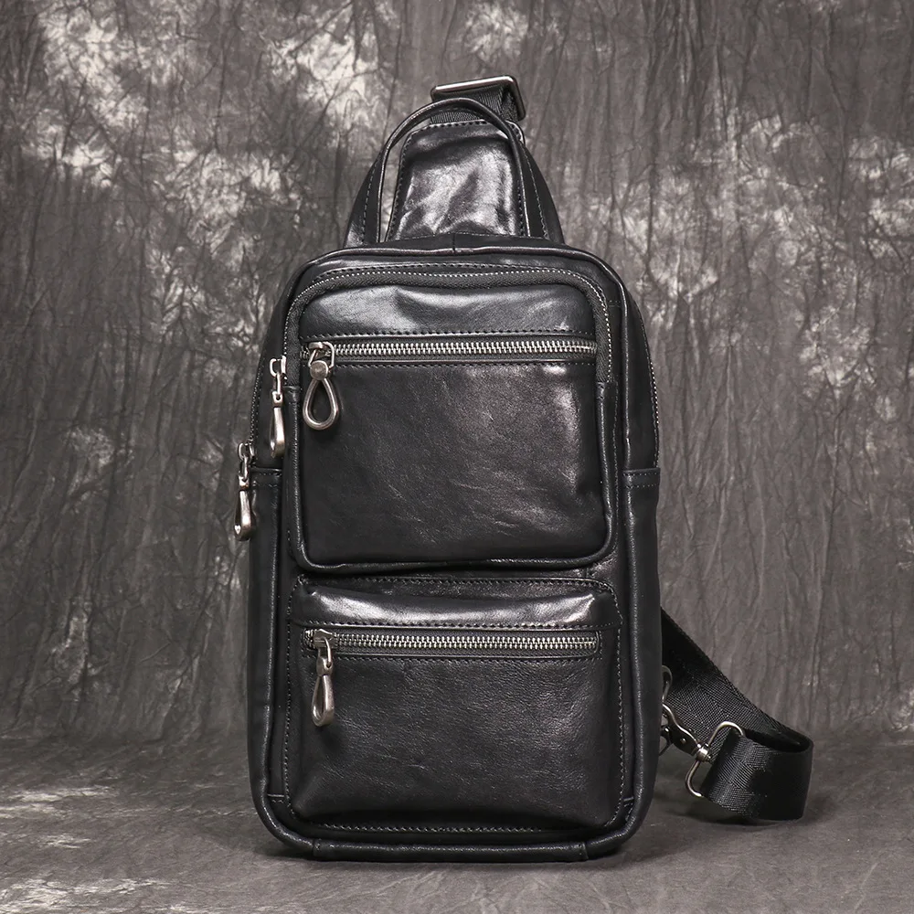 Men's genuine leather chest bag, crossbody small backpack, casual travel single-shoulder bag, large capacity iPad storage
Men's genuine leather chest bag, crossbody small backpack, casual travel single-shoulder bag, large capacity iPad storage