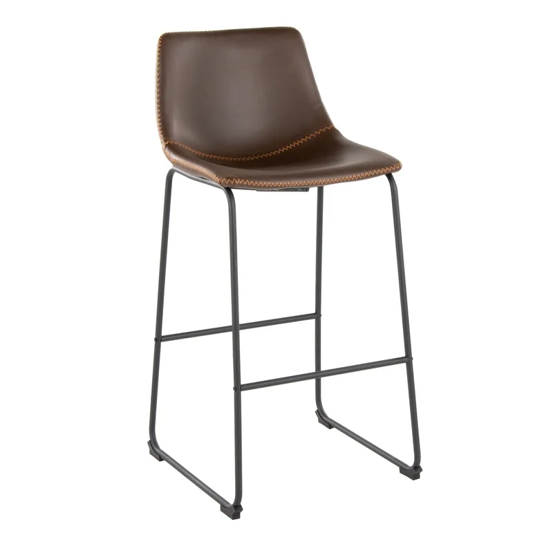 Black Metal Barstool with Espresso Faux Leather Seat and Orange Stitching, 30" Fixed Height
Black Metal Barstool with Espresso Faux Leather Seat and Orange Stitching, 30" Fixed Height