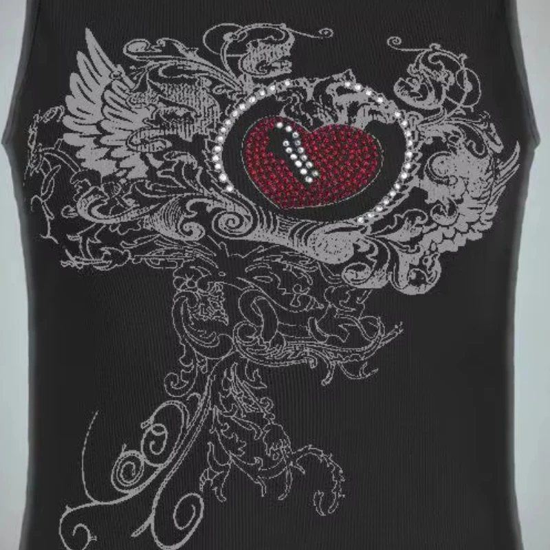 Summer women's wear, personalized embossed diamond print fitted round-neck vest, Gothic-style base top
Summer women's wear, personalized embossed diamond print fitted round-neck vest, Gothic-style base top