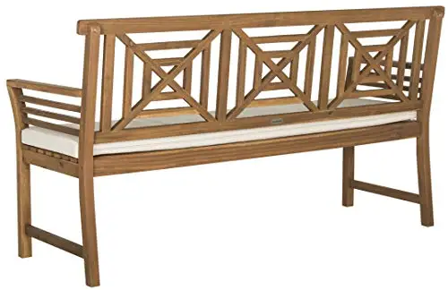 Three-Person Garden Wooden Bench Featuring Lattice Backrest And Cream Cushion
Three-Person Garden Wooden Bench Featuring Lattice Backrest And Cream Cushion