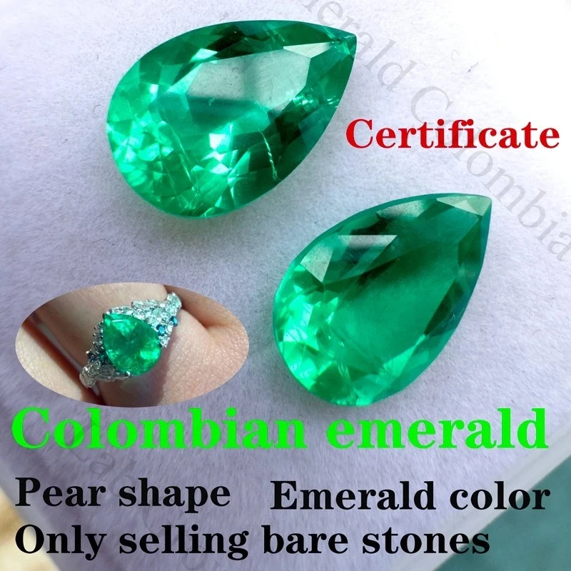 Columbia Emerald Pear Shape Synthetic Gemstone Multiple Cuts Available with Certificate
Columbia Emerald Pear Shape Synthetic Gemstone Multiple Cuts Available with Certificate