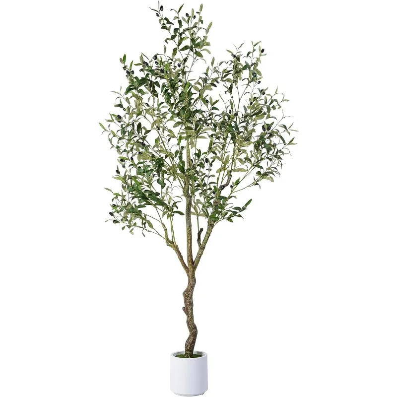 Olive Tree 6FT, Indoor Fake Silk Plant with Realistic Trunk, Leaves, Fruits and White Planter, Faux Potted Tree for H
Olive Tree 6FT, Indoor Fake Silk Plant with Realistic Trunk, Leaves, Fruits and White Planter, Faux Potted Tree for H