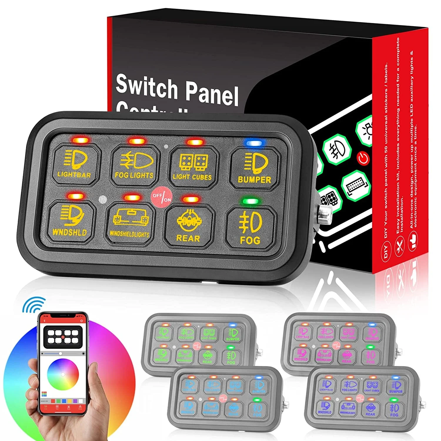 Auto lighting systems universal accessory marine car waterproof 12v blue-tooth 8 gang switch panel
Auto lighting systems universal accessory marine car waterproof 12v blue-tooth 8 gang switch panel