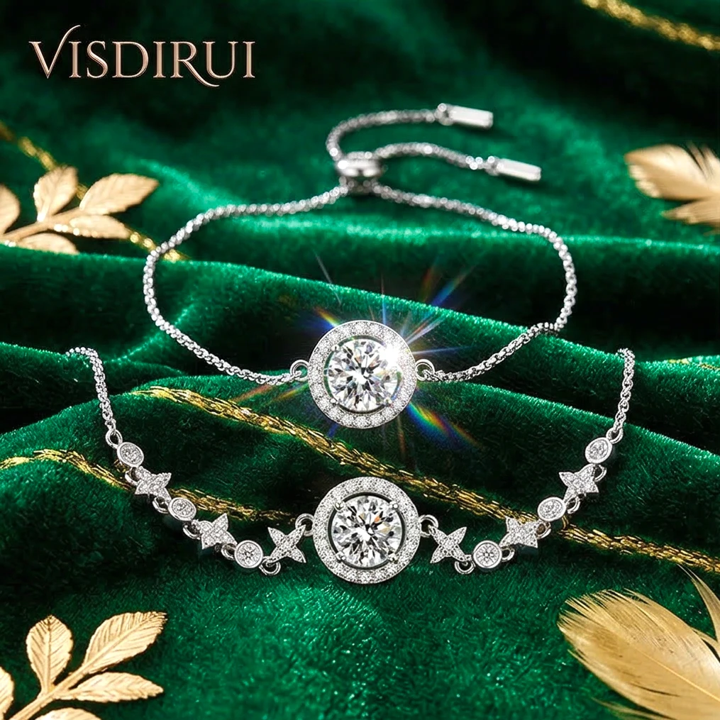 VISDIRUI 1ct D Color Moissanite Star Design Bracelet S925 Sterling Silver 6.5mm Stone Adjustable Trendy Jewelry Party Gift
VISDIRUI 1ct D Color Moissanite Star Design Bracelet S925 Sterling Silver 6.5mm Stone Adjustable Trendy Jewelry Party Gift