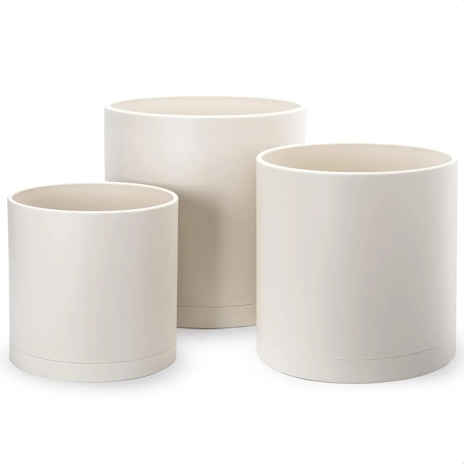 D'vine Dev 10 Inch 12 Inch 14 Inch, Set of 3 Plastic Planter Pots for Plants with Drainage Hole and Seamless Saucers, Oatmeal, X
D'vine Dev 10 Inch 12 Inch 14 Inch, Set of 3 Plastic Planter Pots for Plants with Drainage Hole and Seamless Saucers, Oatmeal, X