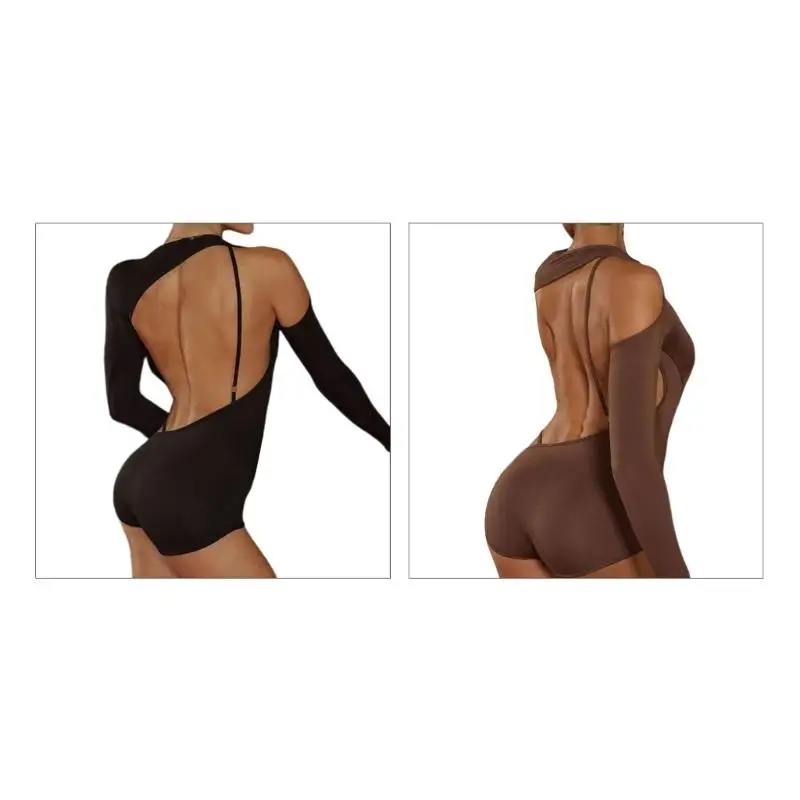 Women's Strappy Backless Training Jumpsuit Shorts Moisture Wicking Long Sleeve Romper For Intensive Gym And Hot Yoga
Women's Strappy Backless Training Jumpsuit Shorts Moisture Wicking Long Sleeve Romper For Intensive Gym And Hot Yoga