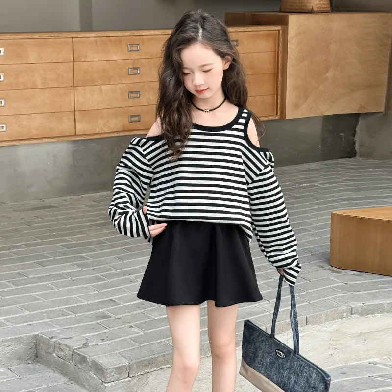 Korean Children Girls Sets Autumn School Girls Striped Round Neck Undershirt Kids Girls Pleated Skirt Teenager Girls 2pcs Suits
Korean Children Girls Sets Autumn School Girls Striped Round Neck Undershirt Kids Girls Pleated Skirt Teenager Girls 2pcs Suits