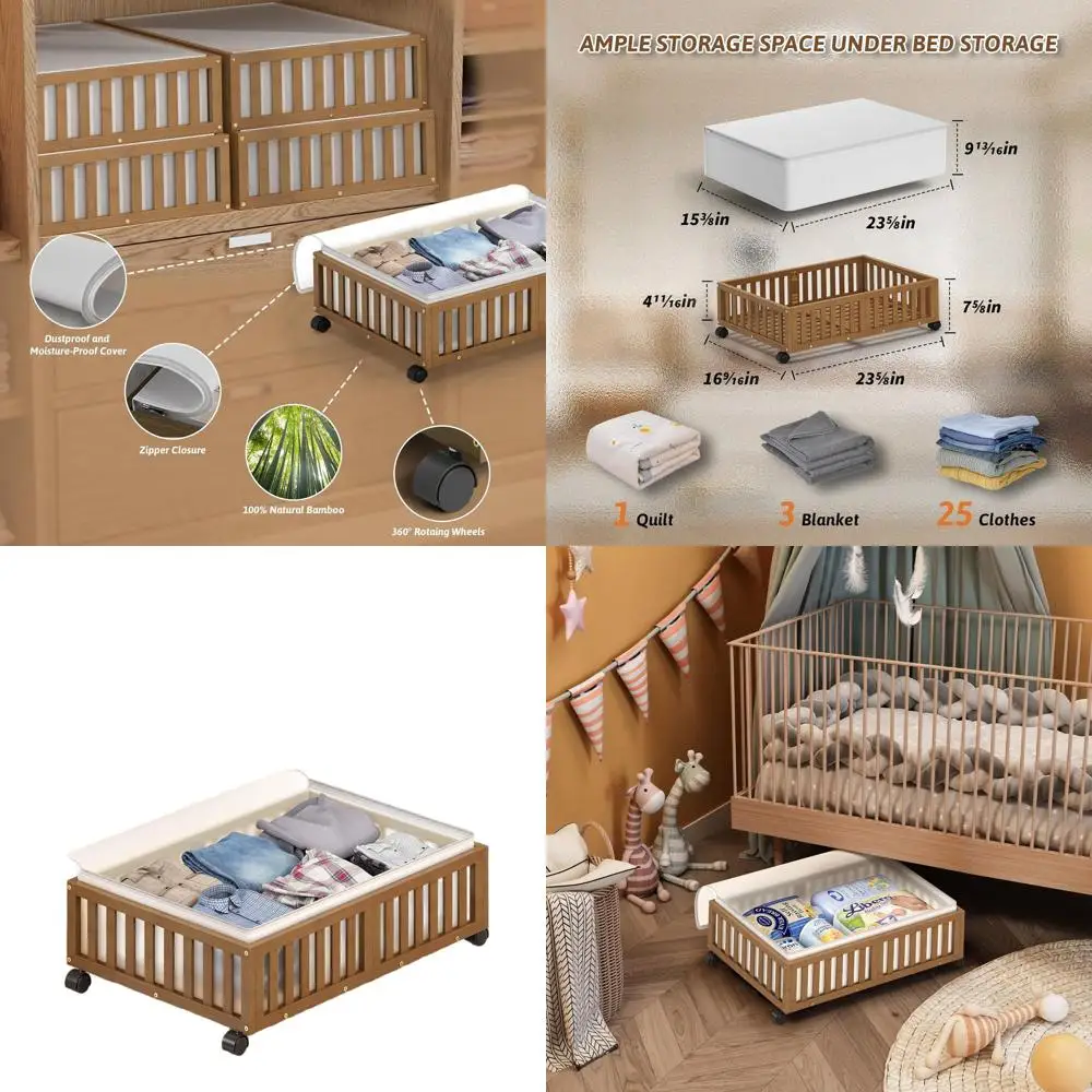 2-Pack Bamboo Rolling Underbed Storage Boxes for Shoes, Clothes, and Blankets
2-Pack Bamboo Rolling Underbed Storage Boxes for Shoes, Clothes, and Blankets