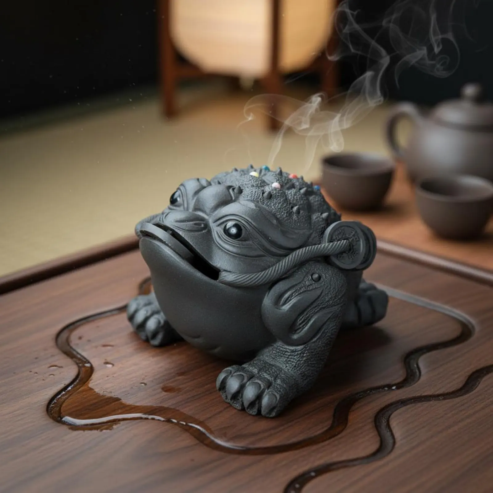 Tea Pet Toad Wealth Symbol Three Legged Toad Violet Clay Frog Statue Handmade Tea Pet Statue Feng Shui for Gift Display
Tea Pet Toad Wealth Symbol Three Legged Toad Violet Clay Frog Statue Handmade Tea Pet Statue Feng Shui for Gift Display