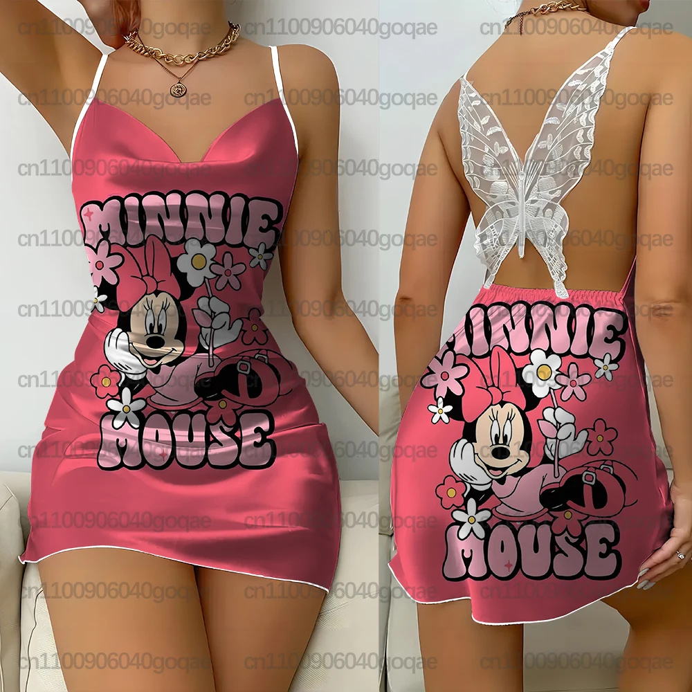 Summer Women's Dress, Christmas Disney Mickey Mouse Print Slip Dress, Elegant Butterfly Lace Backless Nightgown, New Year's Gift
Summer Women's Dress, Christmas Disney Mickey Mouse Print Slip Dress, Elegant Butterfly Lace Backless Nightgown, New Year's Gift