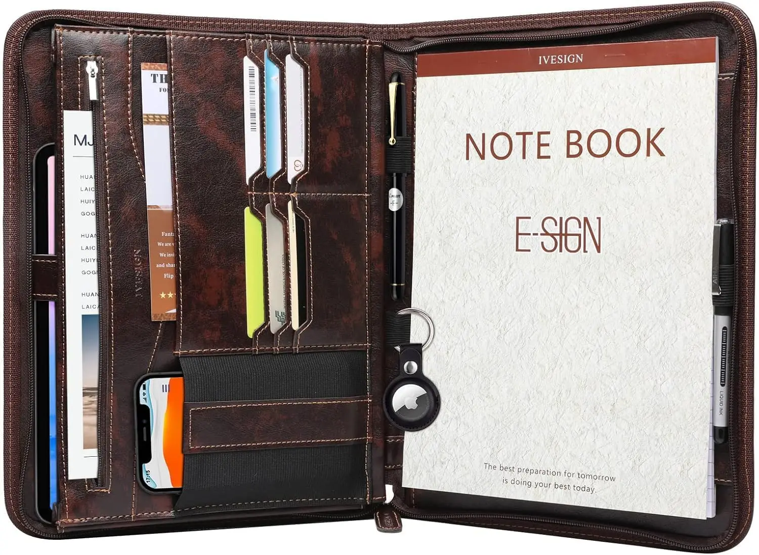 Папка-портфель на молнии для женщин и мужчин, деловой органайзер из веганской кожи с блокнотом и отделением для планшета 10,1 дюйма
Папка-портфель на молнии для женщин и мужчин, деловой органайзер из веганской кожи с блокнотом и отделением для планшета 10,1 дюйма