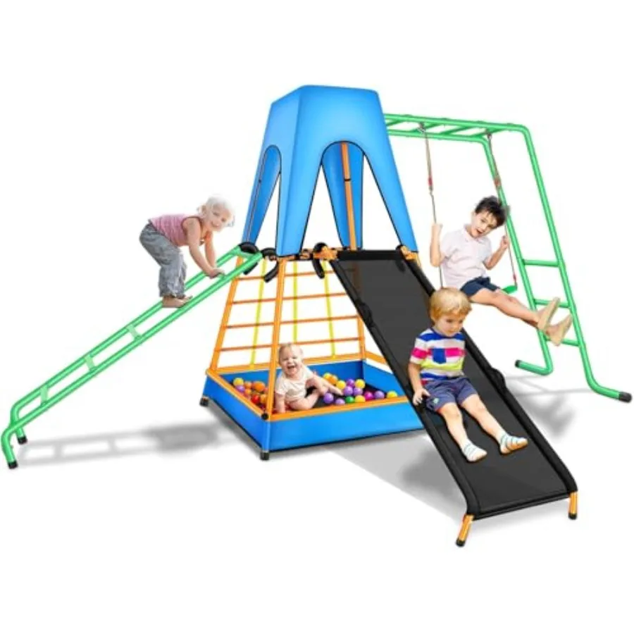 All-in-One Outdoor Climbing Toys for Backyard Swing Set with Swings Slide Climbing Ladder Ball Pit and Roof in Green Play Equip
All-in-One Outdoor Climbing Toys for Backyard Swing Set with Swings Slide Climbing Ladder Ball Pit and Roof in Green Play Equip