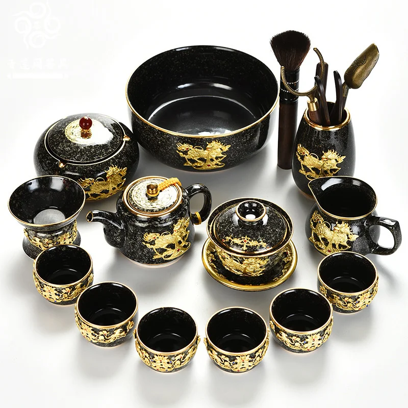 Kung Fu tea set Jinlongteng household teacup cover bowl set
Kung Fu tea set Jinlongteng household teacup cover bowl set