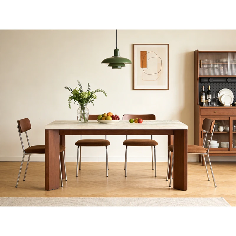&c Mid-Century Solid Wood Base Marble Rectangular Dining Table Kitchen & Dining Dual-Purpose Retro Modern Home Table
&c Mid-Century Solid Wood Base Marble Rectangular Dining Table Kitchen & Dining Dual-Purpose Retro Modern Home Table