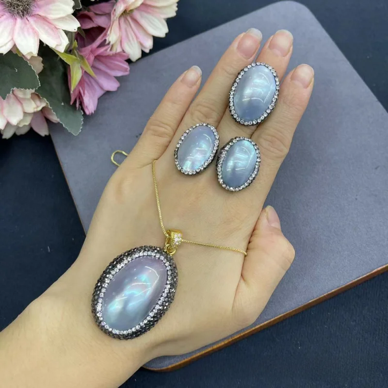 New Gray Shell Pendant Necklace, Earring Ring, Women'S Jewelry Set, Simple Collarbone Chain, Exquisite Accessories For Ladies
New Gray Shell Pendant Necklace, Earring Ring, Women'S Jewelry Set, Simple Collarbone Chain, Exquisite Accessories For Ladies