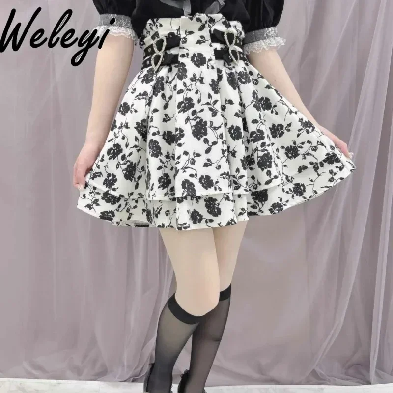 Jirai Kei Rojita Print Skirt for Cute Girl 2024 Summer New Japan Sweet Heart-shaped Buckle Double Layered Ruffled Skirts Female
Jirai Kei Rojita Print Skirt for Cute Girl 2024 Summer New Japan Sweet Heart-shaped Buckle Double Layered Ruffled Skirts Female