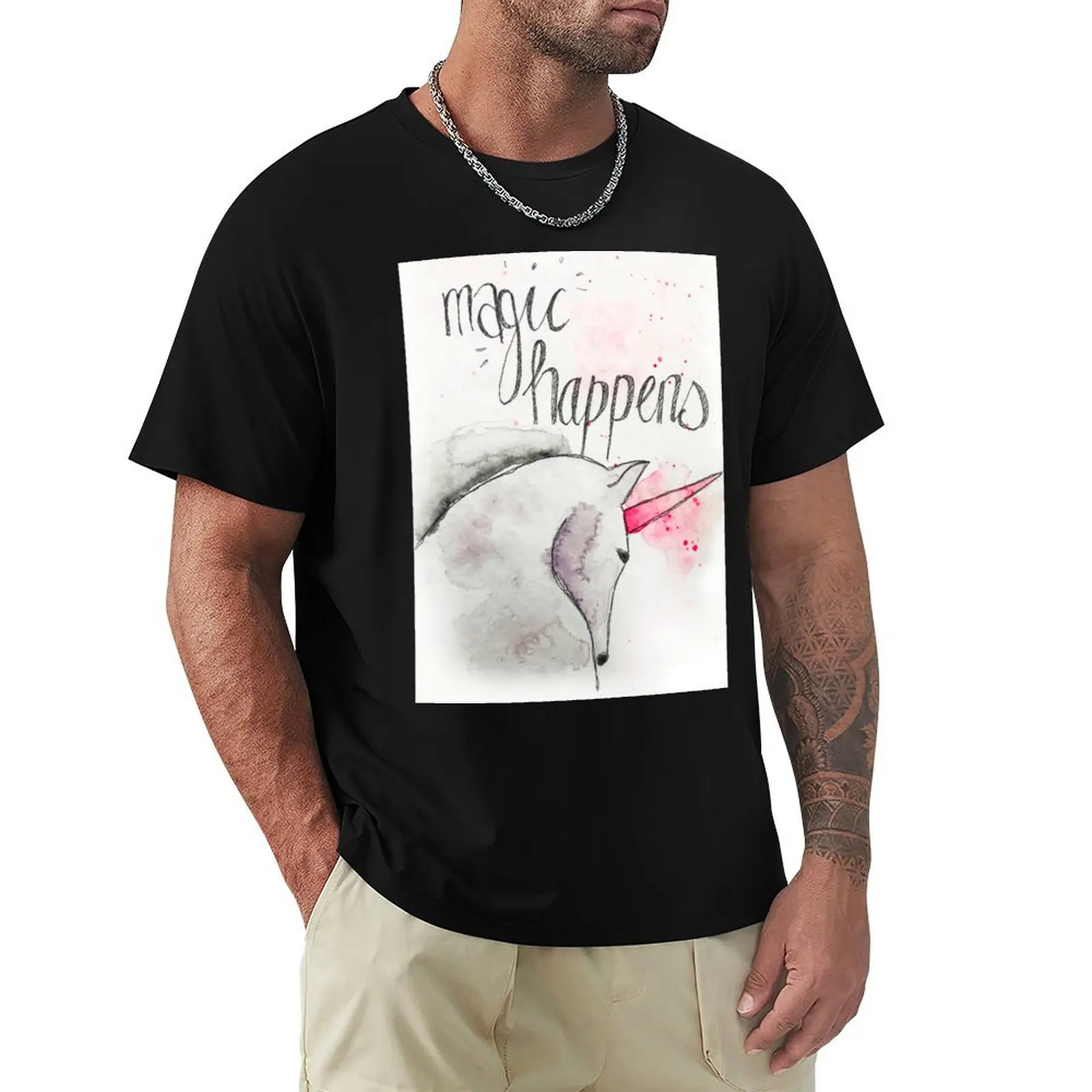 Watercolour Unicorn. Magic Happens T-Shirt Everyday Wear Basic Short Sleeve Top
Watercolour Unicorn. Magic Happens T-Shirt Everyday Wear Basic Short Sleeve Top