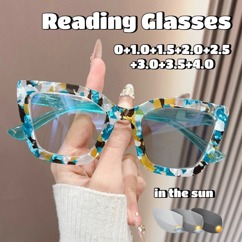Fashion Cat-Eye Photochromic Reading Glasses Unisex New Arrival Stylish High-Definition Blue Light-Blocking Reading Glasses +4.0
Fashion Cat-Eye Photochromic Reading Glasses Unisex New Arrival Stylish High-Definition Blue Light-Blocking Reading Glasses +4.0