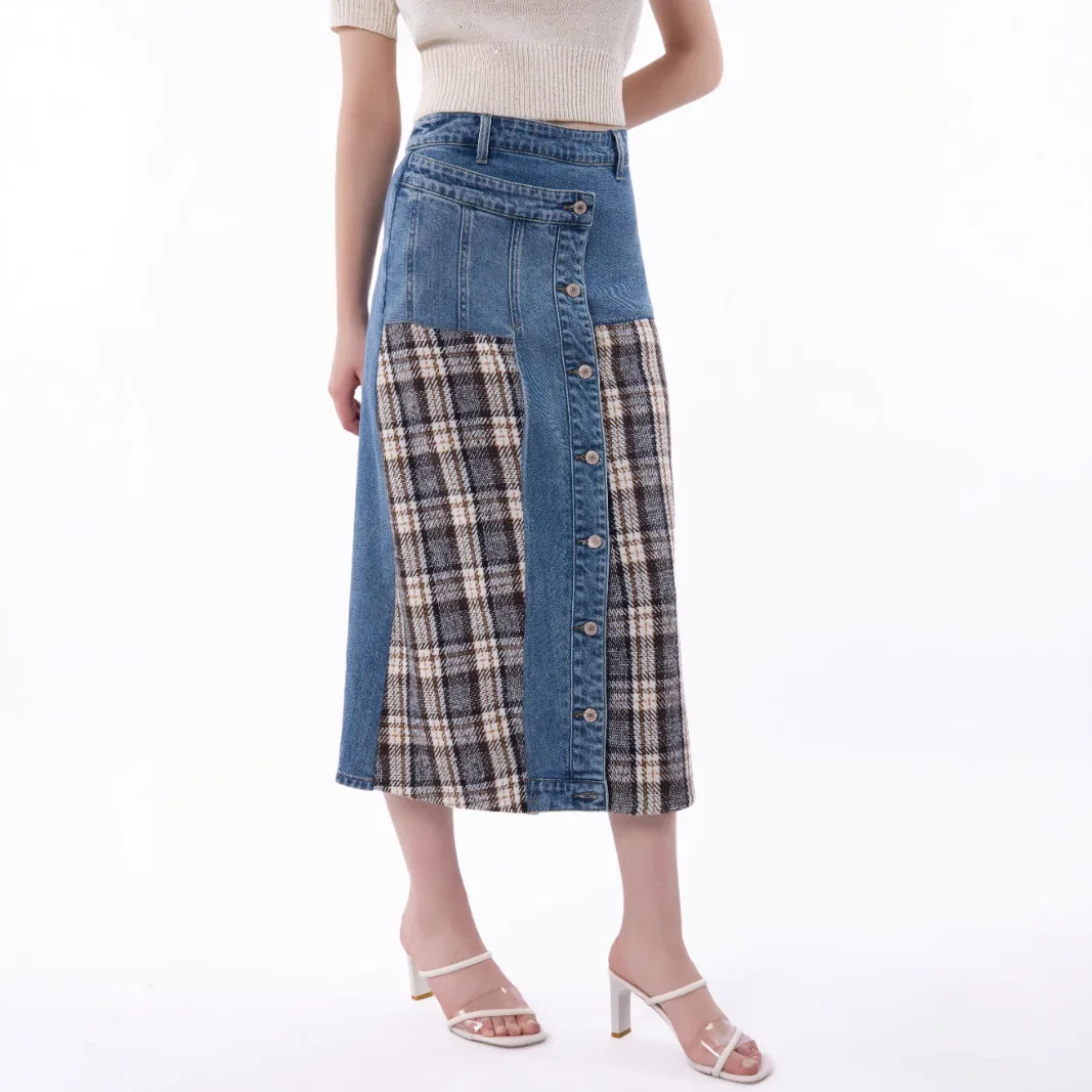 High Waist Plaid Denim Skirt Fashion Women's Skirt Slimming A-Line Skirts Spring Summer Autumn Seasonal Skirts
High Waist Plaid Denim Skirt Fashion Women's Skirt Slimming A-Line Skirts Spring Summer Autumn Seasonal Skirts