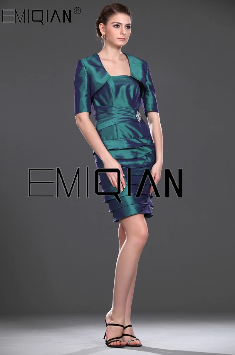 Formal Wedding Party Dress Sheath Sleeveless Ruffles Short Mother of the Bride Dress with Half Sleeve Jacket
Formal Wedding Party Dress Sheath Sleeveless Ruffles Short Mother of the Bride Dress with Half Sleeve Jacket