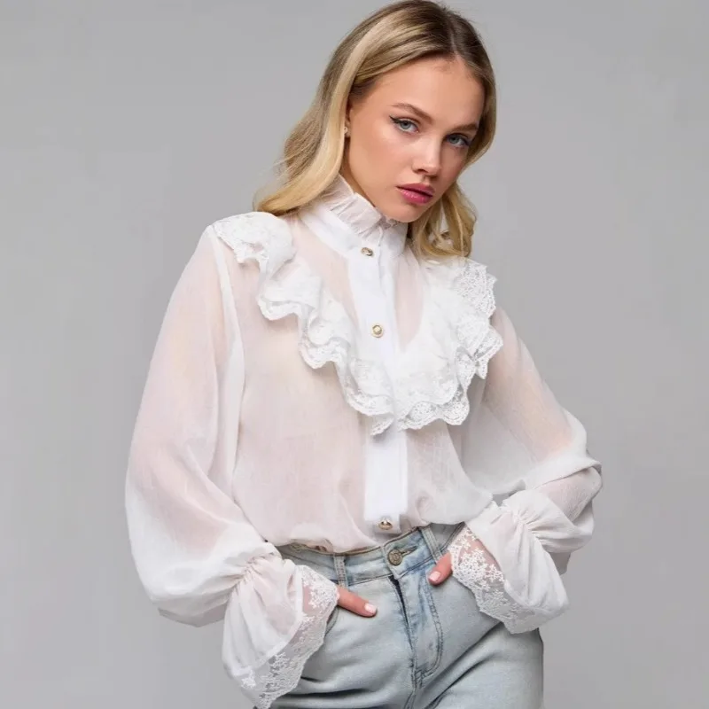 Stand-up Collar Shirt for Women's 2025 Spring Autumn New Fashion Inner Chiffon Lace Long-sleeved Bow Shirt Street Hipster Style
Stand-up Collar Shirt for Women's 2025 Spring Autumn New Fashion Inner Chiffon Lace Long-sleeved Bow Shirt Street Hipster Style
