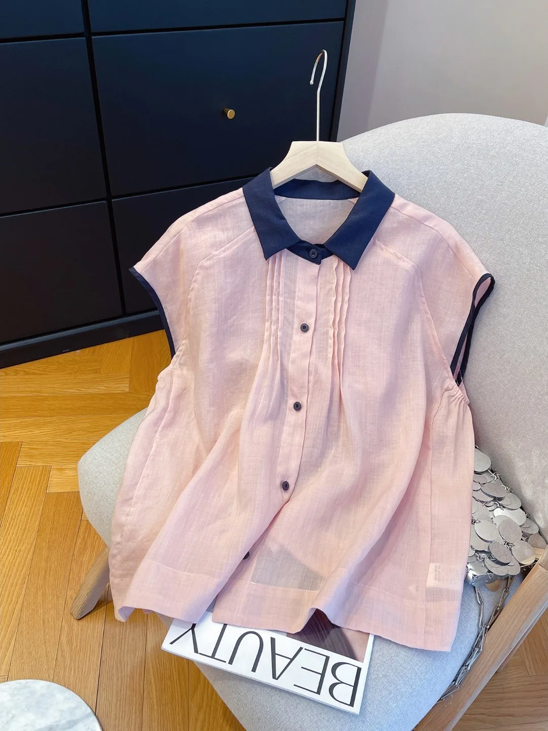 Loose Fit Linen Blend Sleeveless Shirt Brand Color Block Collar Summer New Style Thin Women's Casual Top Open Cardigan
Loose Fit Linen Blend Sleeveless Shirt Brand Color Block Collar Summer New Style Thin Women's Casual Top Open Cardigan