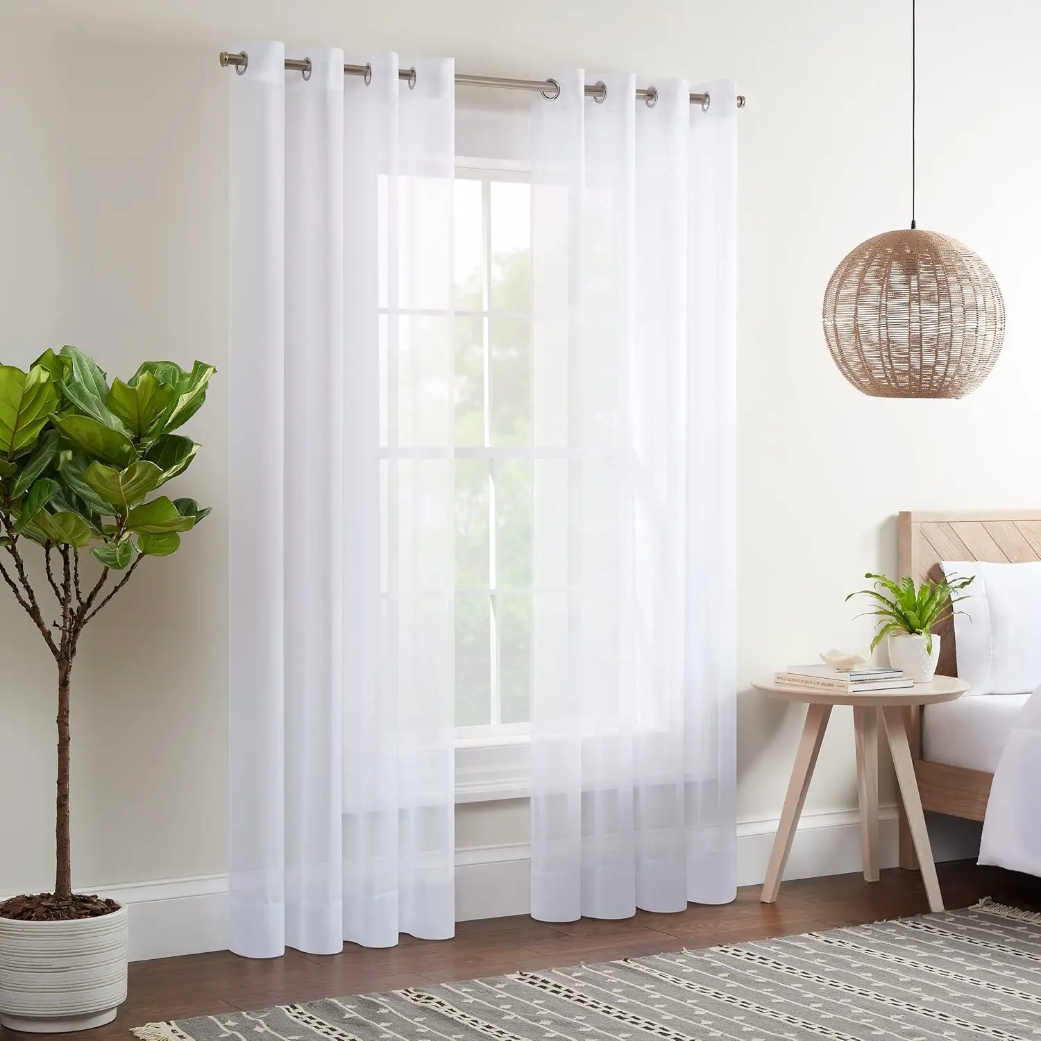 Sheer Voile Curtains for Bedroom Light Filtering Grommet Window Panels 54x84 White
Sheer Voile Curtains for Bedroom Light Filtering Grommet Window Panels 54x84 White