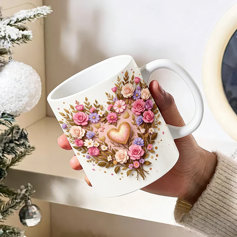 3D Three-Dimensional Floral Heart Ceramic Mug with Handle, Coffee Cup, Milk Cup, Office Tea Cup, Drinking Cup, Gift for Friends
3D Three-Dimensional Floral Heart Ceramic Mug with Handle, Coffee Cup, Milk Cup, Office Tea Cup, Drinking Cup, Gift for Friends