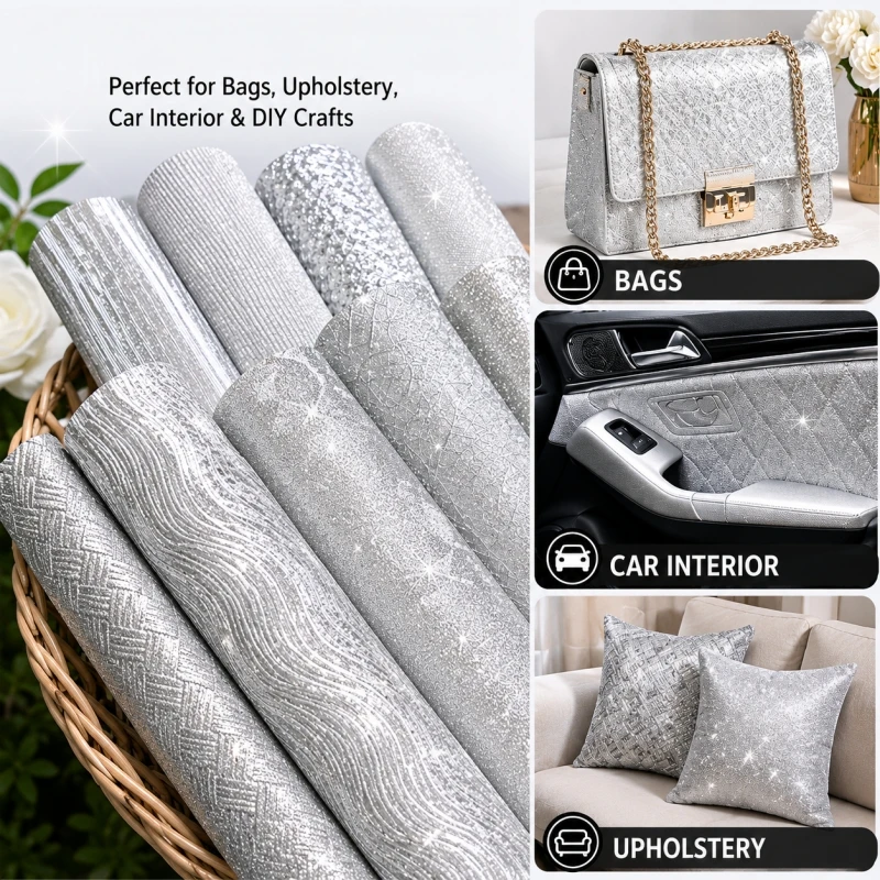 5 Pcs Silver Glitter Faux Leather Fabric Embossed Geometric Pattern Soft Backing Material for Bags Upholstery DIY Craft 20x33cm
5 Pcs Silver Glitter Faux Leather Fabric Embossed Geometric Pattern Soft Backing Material for Bags Upholstery DIY Craft 20x33cm